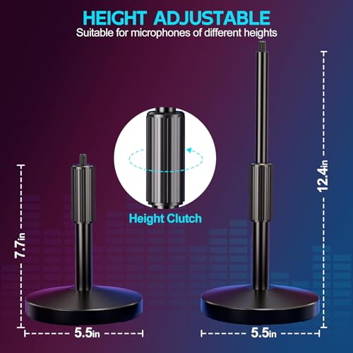 Multi Microphone Holder Desktop Mic Stand with Square Tray
