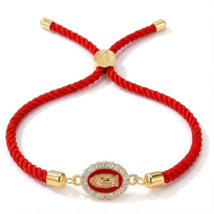 Catholic Bracelets St. Benedict Bracelet Red Rope Double Hole Pendant Couple Woven Bracelets Adjustable Black Bracelet - color: Red 2