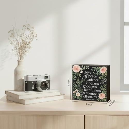 Fruit of the Spirit Wood Box Sign, Black, 5x5 Inch - color: Black-009