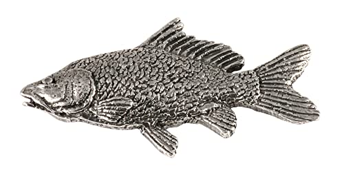 Carp Pin, Fish, Lapel, Fisherman, Fishing, Hat, Pins, Brooch, Brooches, Jewelry, Gift, Handmade in the USA, 200 Fish Designs Available. F077Z - color: Antique Pewter
