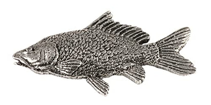 Carp Pin, Fish, Lapel, Fisherman, Fishing, Hat, Pins, Brooch, Brooches, Jewelry, Gift, Handmade in the USA, 200 Fish Designs Available. F077Z - color: Antique Pewter