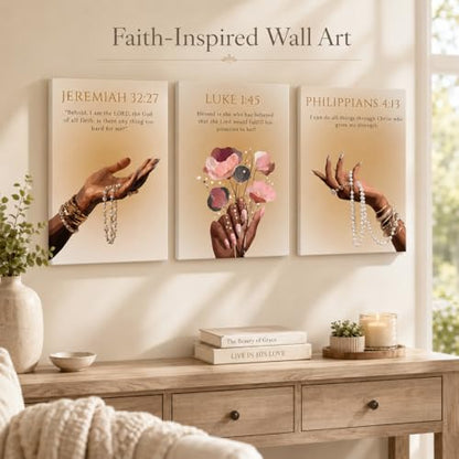FKRYTYB 3Pcs Black Girl Christian Bible verses Wall Art 12x16in - color: Scripture, size: 16L"X12W" Canvas