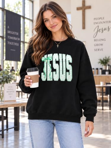 LOTUCY Christian Sweatshirt Women Love Like Jesus Shirt Faith Religious Saying Inspirational Casual lightweight Pullover - color: Jesus Black, size: Medium