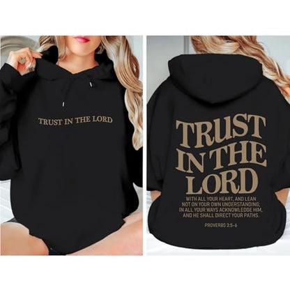 Tuislay Trust In The Lord Hoodie Christian Sweatshirts Women - color: Black, size: XX-Large