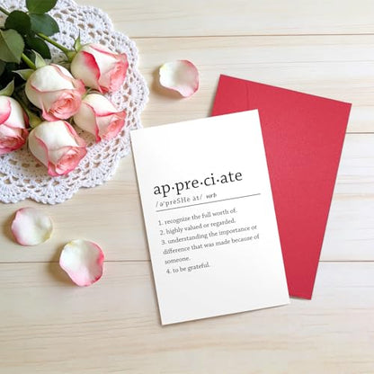 Ogeby Appreciate Definition Card for Man Woman, Funny Thank You Card for Teacher Boss Friend Family, Gratitude Gift, Words Aren't Enough To Express How Much We Appreciate You - color: #622