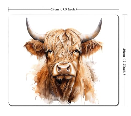 TSSOHU Mouse Pad Custom Design,Watercolour Painting of a Cute Highland Cow Head Anti-Slip Rubber Mousepad for Gaming Office Laptop Computer PC Men Women, Cute Custom Pattern, 9.5*7.9 Inch, WMJMP2435 - color: WMJ135