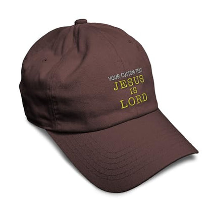 Speedy Pros Soft Baseball Hat Embroidered Dad Hat Jesus is Lord God Christ Christian Religious Cotton - color: Brown Personalized Text Here
