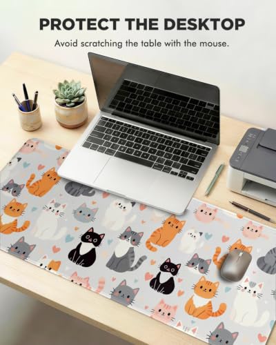 Mouse Pad, Desk Mat, 31.5x11.8in Large Mousepad, Cat Family - color: Cat Family