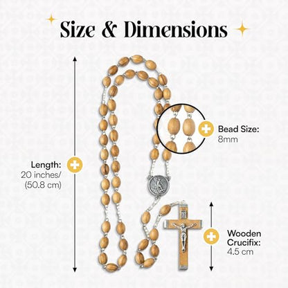 St. Michael Olive Wood Rosary and Box Gift Set