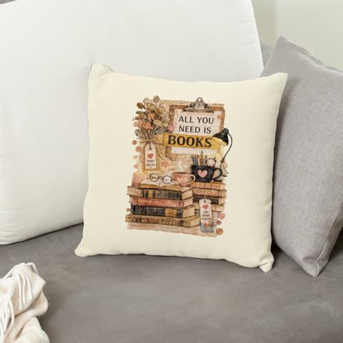 QIYUHOY Retro Book Lover Throw Pillow Covers, 18x18 Inch - color: 005-motivational