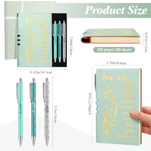 Affrolling 5 Pcs Christian Gifts for Women Church Religious Gifts A6 Bible Leather Notebook Pens with Box Prayer Journal for Men Bible Study Pastor's Wife Godmother Father(Light Green) - color: Light Green