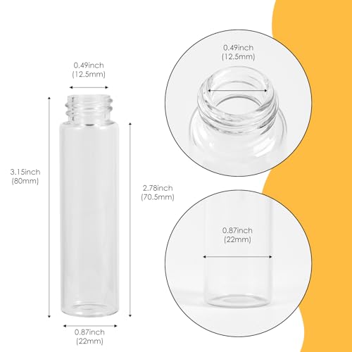 12PCS 20ml Clear Glass Small Vials with Screw Caps & Plastic Stoppers - size: 20ml