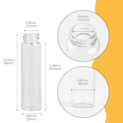 12PCS 20ml Clear Glass Small Vials with Screw Caps & Plastic Stoppers - size: 20ml
