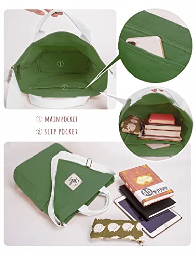 Lily queen Women Canvas Tote Handbags Casual Shoulder Work Bag Crossbody - color: Green