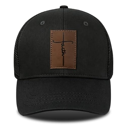 Christian Hats for Men & WomenJesus Cross HatChristianReligious GiftsforVarious Festivals&BirthdaysFaith Baseball/Trucker Cap - color: Black Faith