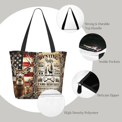 Funny Christian Tote Bags For Women With Zipper Christian Gifts For Work Gym Travel Beach Women With Large Capacity - color: Deer