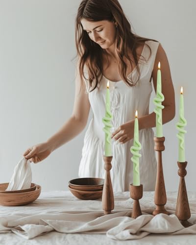 Green Taper Candle Candlestick Snake Soy Candles Unscented Wedding Party Wax Unscented Dinner Candle Dripless,8 inch,Set of 4,Snake - color: 8''Snake-Green