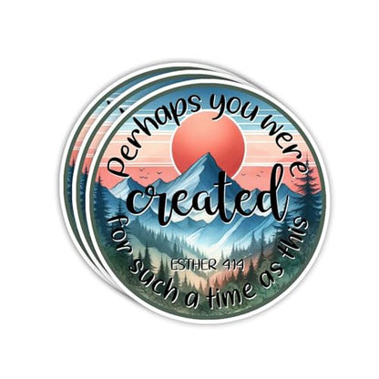 (3Pcs) Perhaps You were Created for Such A Time As This Christian Sticker Inspirational Bible Verse Esther 4:14 Jesus Faith Prayer Vinyl Decal for Tumbler Laptop Water Bottles Book Phone - Size 3x3