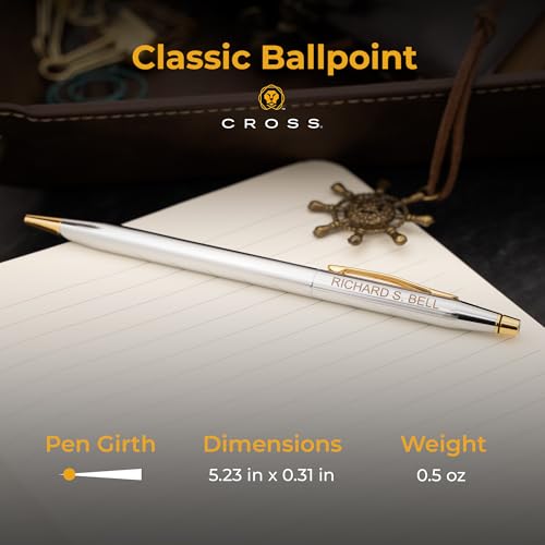 Cross Classic Century Personalized Ballpoint Pen, Chrome with 23K Gold Trim