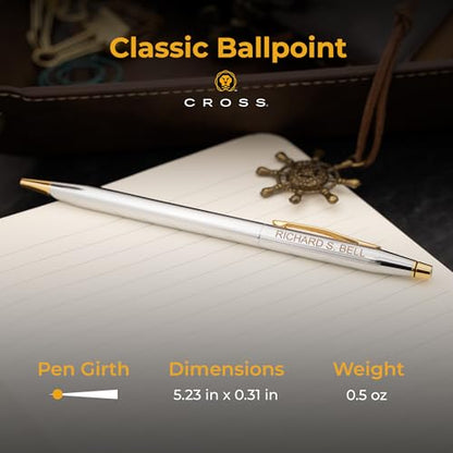 Cross Classic Century Personalized Ballpoint Pen, Chrome with 23K Gold Trim