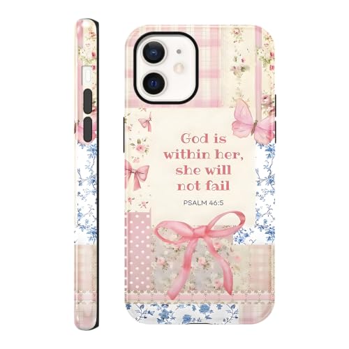 Cute Jesus Bow Collage Phone Case for iPhone 12/iPhone 12 Pro 6.1'' - color: Bible verses pink bow, size: iPhone 12/iPhone 12 Pro