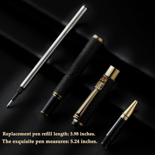 Nice pens for writing | Nice Rollerball Pens with Dragon Design, Elegant Gift Pen,for Men & Women Office & Signature Writing Pen, Refillable Black Ink Business Pen (Black) - color: Black