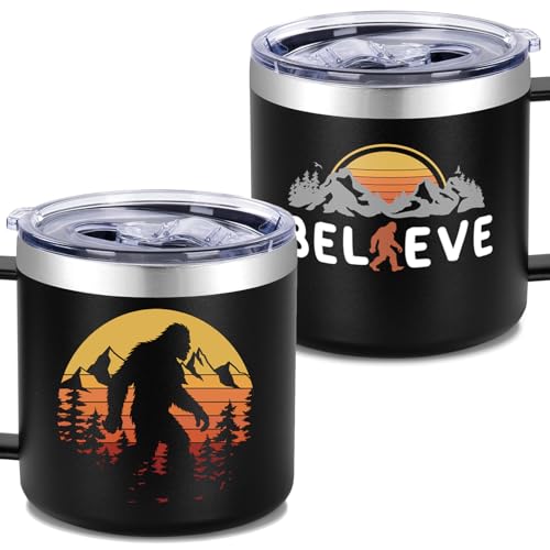 14 Oz Big foot Tumbler – Sasquatch Travel Cup for Men & Women, Funny Cryptid Coffee Mug, Big Foot Lover Gift, Keeps Drinks Hot & Cold - color: big foot believe