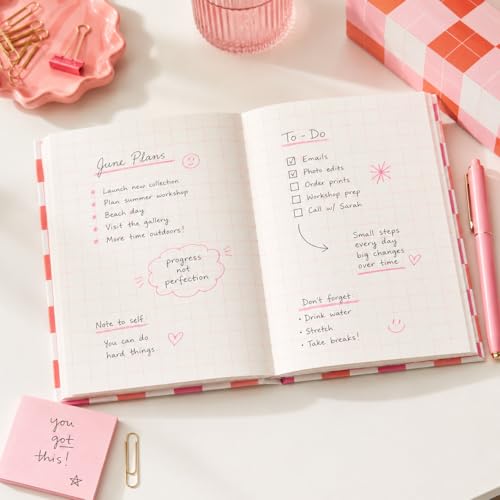Pearhead Pink & Orange Star Cutout Hardcover Graph Notebook, 6.25x8.25 Grid Journal for Bullet Journaling, Planning & School Notes, 200 Pages - color: Orange Cut-Out Checkered Graph Journal