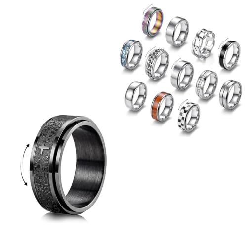 IRONBOX Stainless Steel Spinner Fidget Rings Set for Men Women