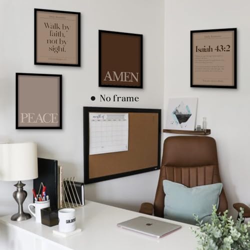 WEFKODO Scripture Christian Bible Verse Wall Art Brown Posters Prints - color: amen