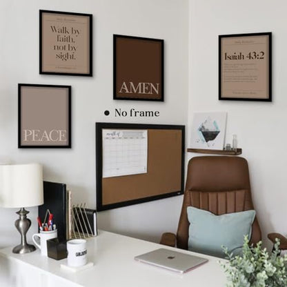 WEFKODO Scripture Christian Bible Verse Wall Art Brown Posters Prints - color: amen