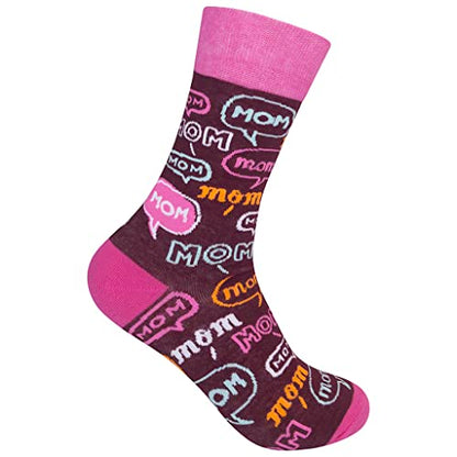 FUNATIC Crazy Socks with Funny Sayings - Novelty Gift for Men, Women, Adult - color: Mom! Mom! Mom!