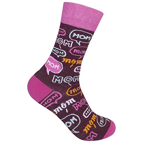 FUNATIC Crazy Socks with Funny Sayings - Novelty Gift for Men, Women, Adult - color: Mom! Mom! Mom!