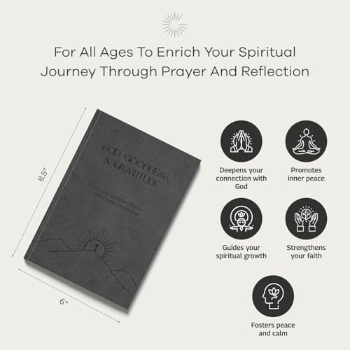 Christian Devotional Journal - God, Goodness & Gratitude - 2027 Faith-Based Gratitude and Prayer Journal for Daily Prayers, Bible Study, and Spiritual Growth - Black Leather Hardcover - color: Black