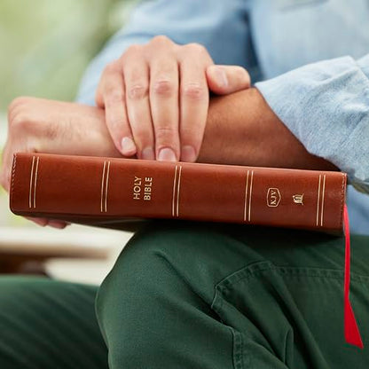 KJV Giant Print End-of-Verse Reference Bible, Brown Leathersoft, Red Letter, Comfort Print