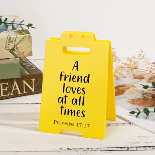 Christian Bestfriend Friend Gifts - A Friend Loves at All Times, Quote Proverbs 17:17, Bible Verse Religion Desk Sign Best Friend Gift for Women Men Bestie Galentines Valentines Day Birthday - style: A Friend Loves at All Times
