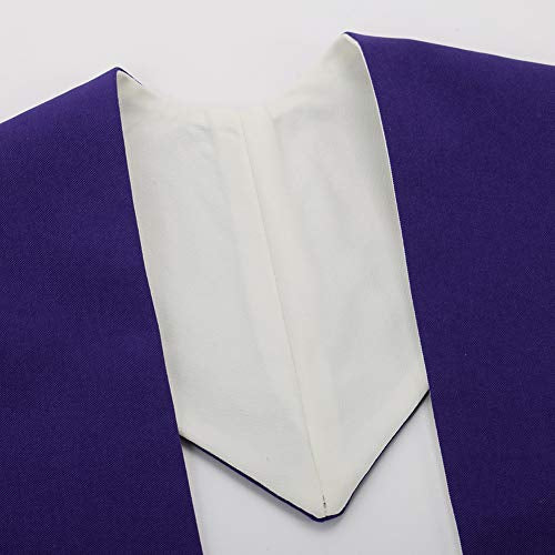 BLESSUME Church Priest Reversible Stole Purple and White with Tassels