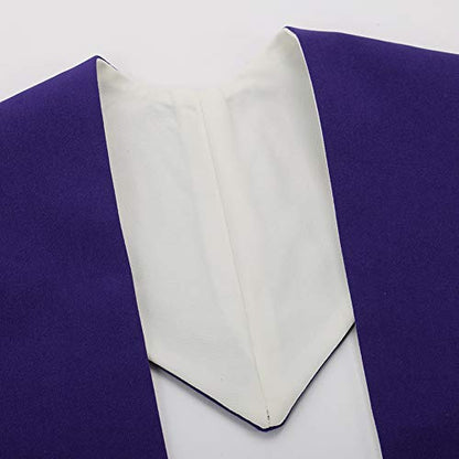 BLESSUME Church Priest Reversible Stole Purple and White with Tassels