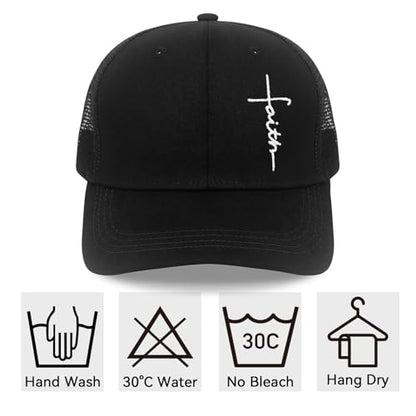 Christian Hats for Men Women, Faith Embroidered Cross Hat, Adjustable Baseball Cap, Religious Gifts for Birthday