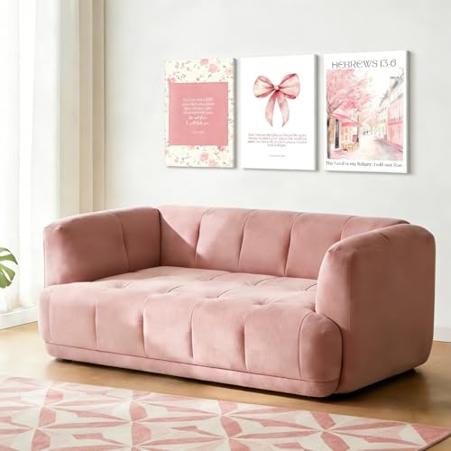 NCCXNCC 3Pcs Pink Preppy Christian Canvas Wall Art Set 16x24 inches Frame - color: Bible Street, size: 16×24inch
