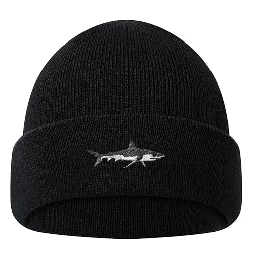 Jesus 3 Nail Cross Hat Christian Cross Beanies Women Hat Embroidery Nail Cross Winter Warm Knit - color: Shark