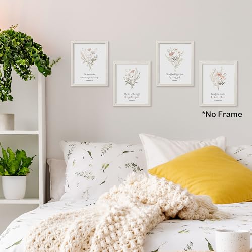 TLESKE Floral Botanical Christian Bible Verse Posters Prints Unframed 8x10 Set of 4, Spring Fall Flower Scripture Wall Art Prints Decor for Bedroom Living Room, Aesthetic Wildflower Wall Pictures - color: scripture-2, size: 10L" x 8W"