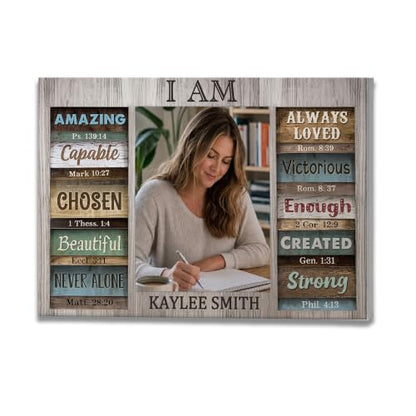 Ipplee Custom Canvas Scripture Wall Art for Women with Name and Photo - color: Design07