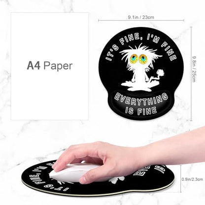 ITNRSIIET Ergonomic Mouse Pad with Wrist Support Wrist Rest Smooth Surface Non-Slip Rubber Base Comfortable Office Supplies Pain Relief, 9.8 x 9.1 inches, Funny Cat - color: Funny Cat