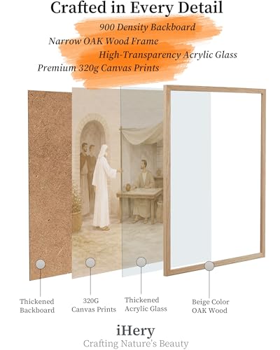 iHery 12x16in Jesus Calls Matthew Framed Christian Wall Art - color: OAK Framed Calls Matthew, size: 16"L x 12"W