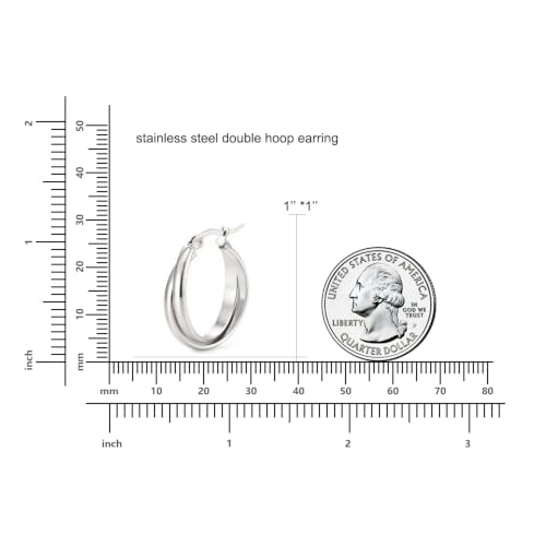 Criss Cross Hoop Earring for Women,24mm Wide Intertwined Round Hoops Jewelry - color: Silver