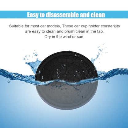 smilfuy 2PCS Car Cup Holder Coasters, 2.75 Inch Non-Slip Anti Dust Cup Mats - color: Black