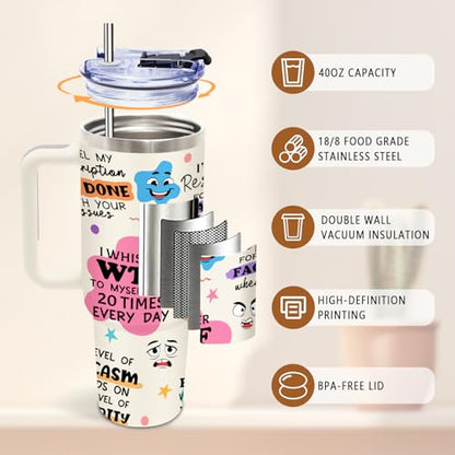 DUUV Colorful Dots Tumbler 40oz, Insulated Sarcastic Gifts for Friend - color: Express Emotions