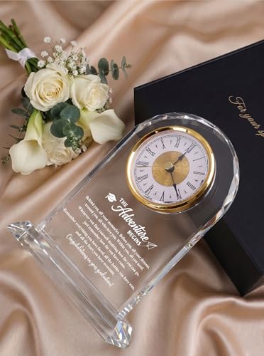 Graduation Gifts 2026 for Women Men - The Adventure Begins Glass Clock - color: Graduate Gift