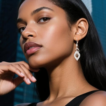 ALEXCRAFT Silver Twisted Dangle Earrings for Women Hypoallergenic Silver Spiral Drop Earring Cubic Zirconia Leverback Drop Dangle Earrings for Women Dangling Dangly Trendy Jewelry Gifts